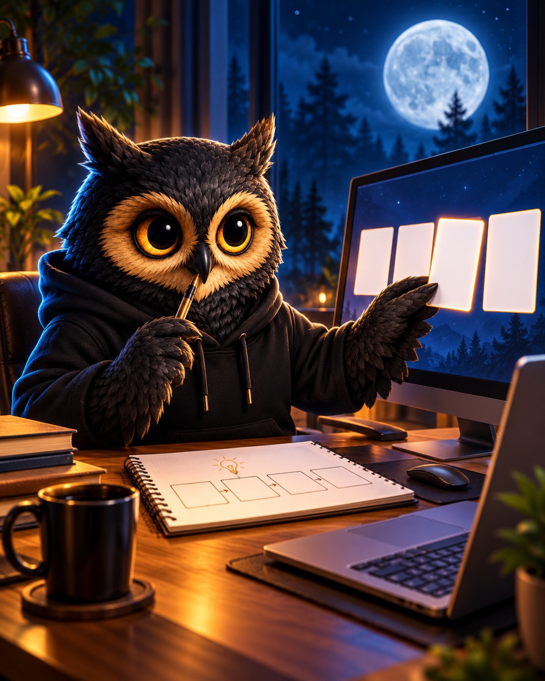 Nox cria ideias e quadros de um carrossel no computador